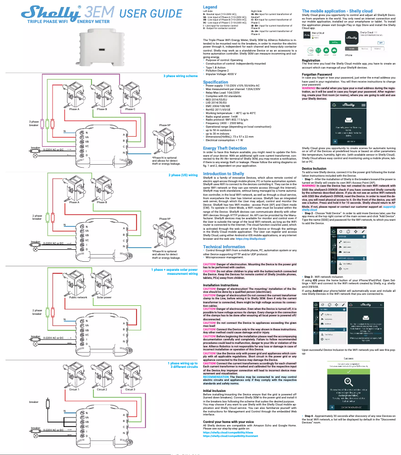Page 1 de la notice Manuel utilisateur Shelly 3EM
