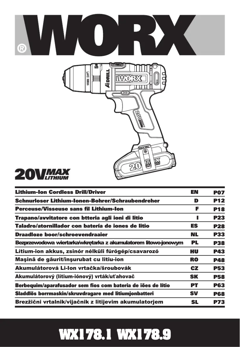 Page 1 de la notice Manuel utilisateur Worx WX178.1