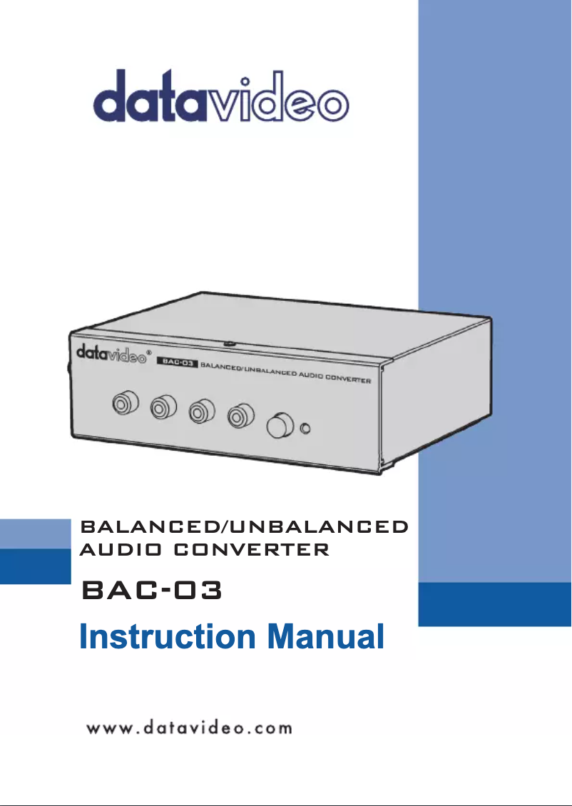 Page n°1 - Manuel utilisateur DataVideo BAC-03