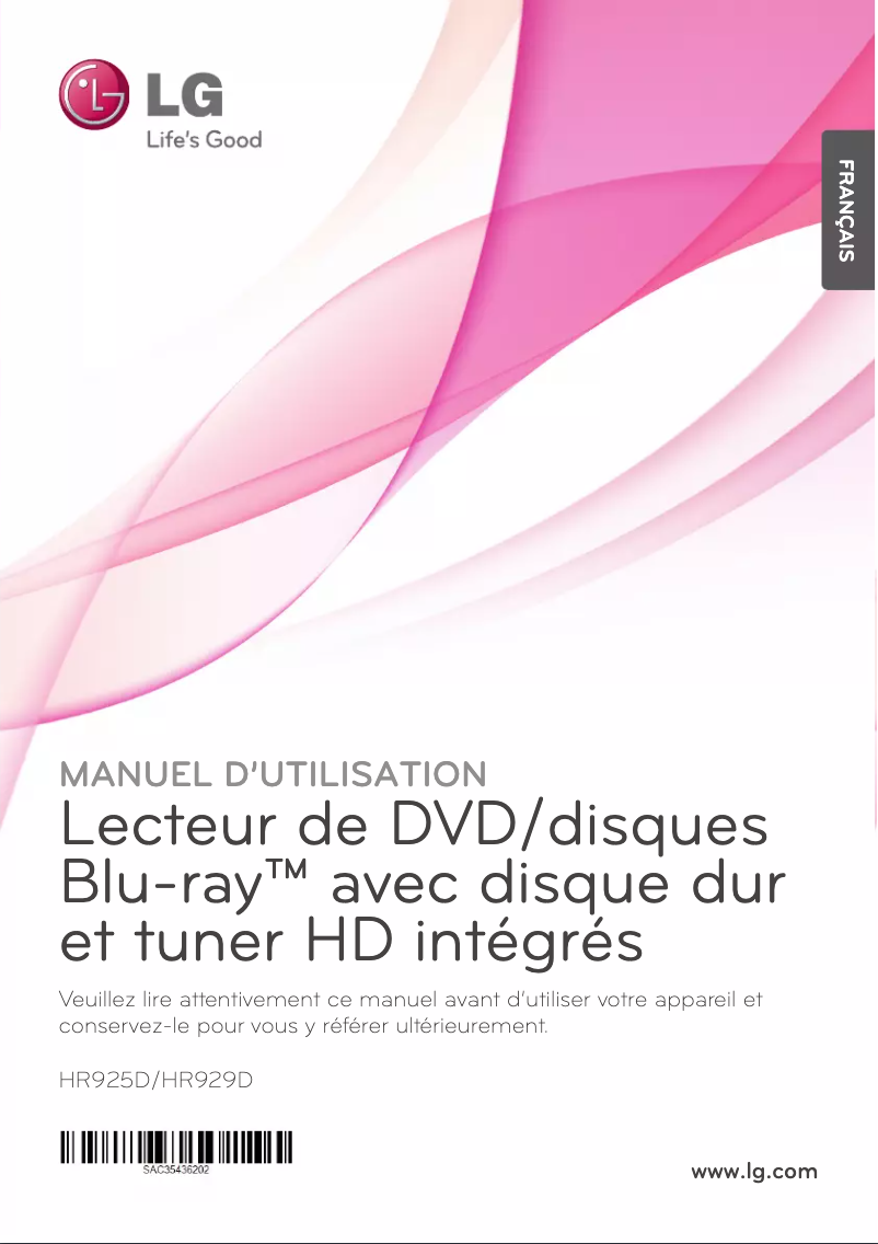 Page 1 de la notice Manuel utilisateur LG HR925D