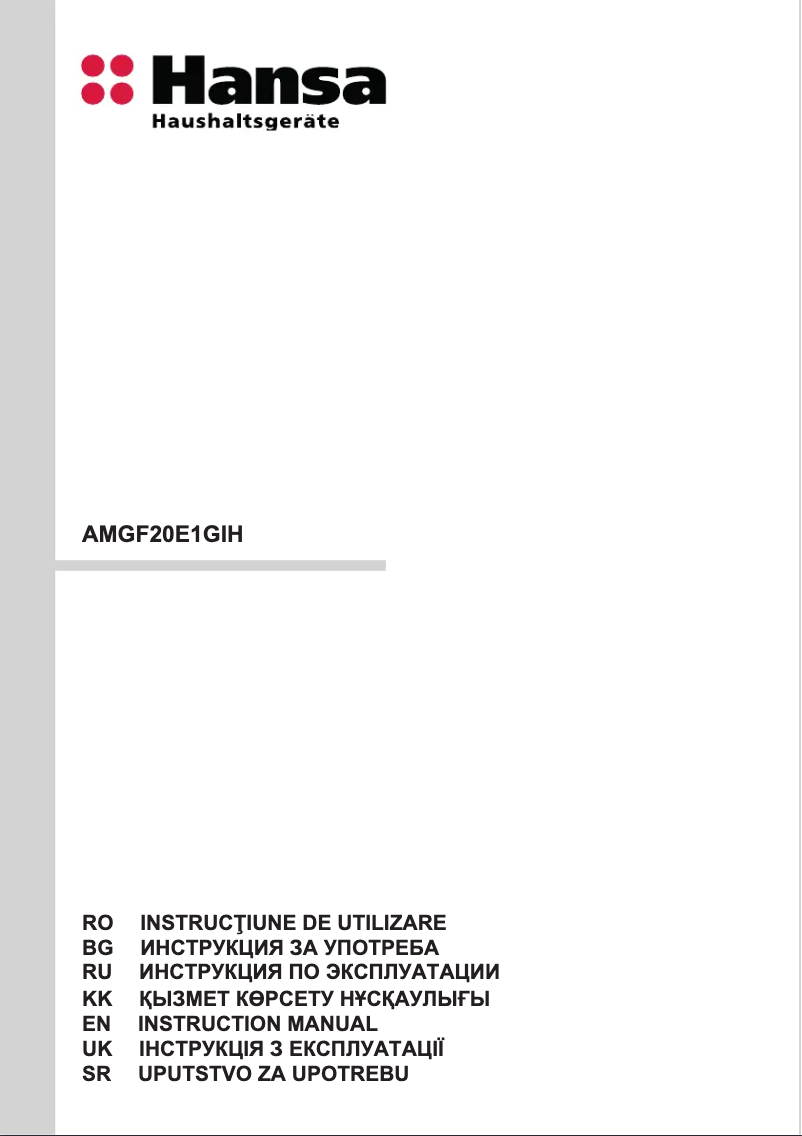 Page n°1 - Manuel utilisateur Hansa AMGF20E1GIH