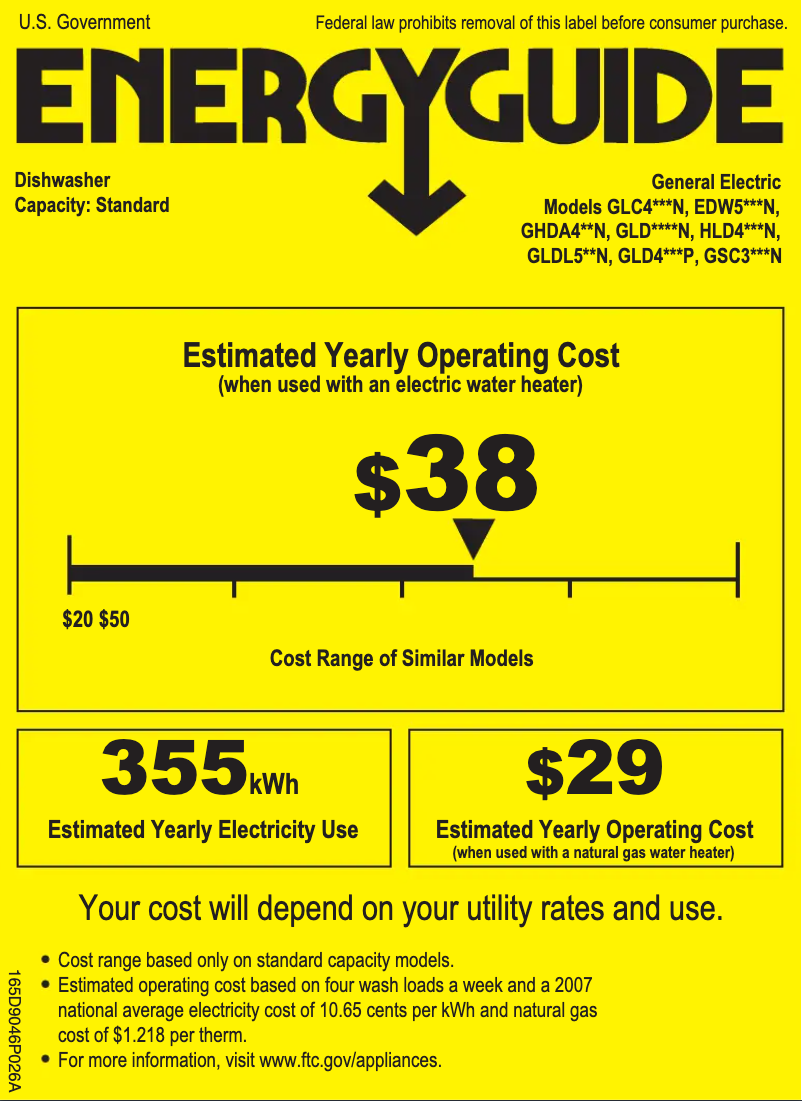 Page 1 of the manual Energy Label GE GLD5950NCS