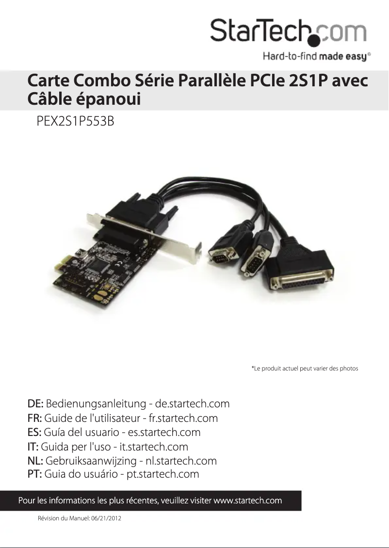Page n°1 - Manuel utilisateur StarTech.com PEX2S1P553B
