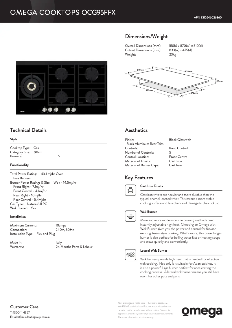 Image de la première page du manuel de l'appareil OCG95FFX