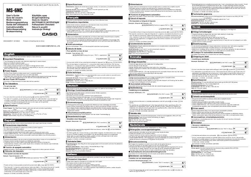 Page 1 de la notice Manuel utilisateur Casio MS-6NC