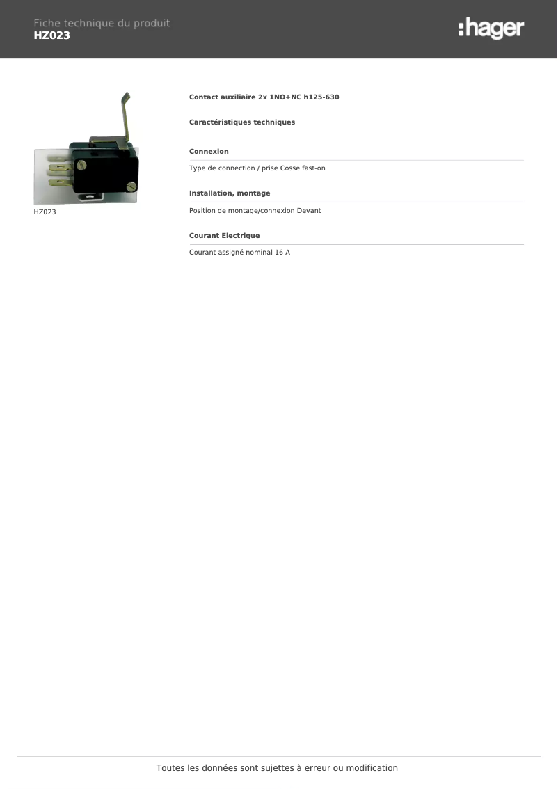 Image de la première page du manuel de l'appareil HZ023