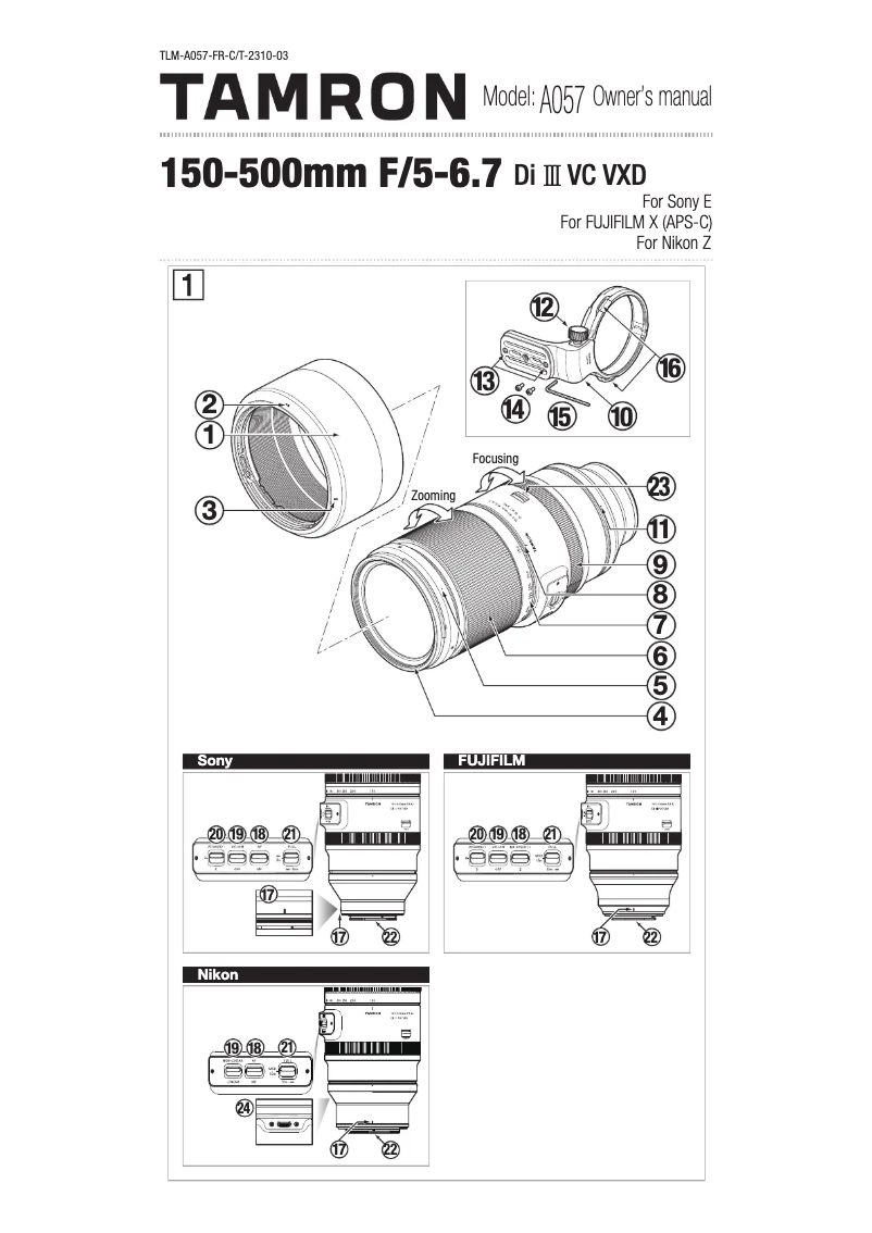 Page n°1 - Manuel utilisateur Tamron 17-50mm F/4 Di III VXD