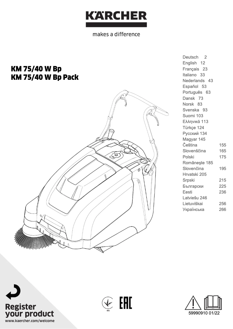 Page n°1 - Manuel utilisateur Kärcher KM 75/40 W Bp