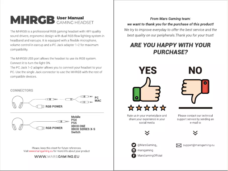 Page n°1 - Manuel utilisateur Mars Gaming MHRGBW