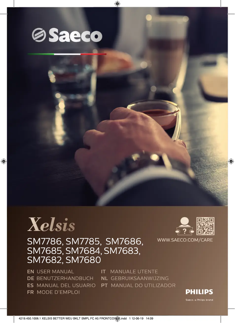 Image de la première page du manuel de l'appareil Saeco Xelsis SM7785