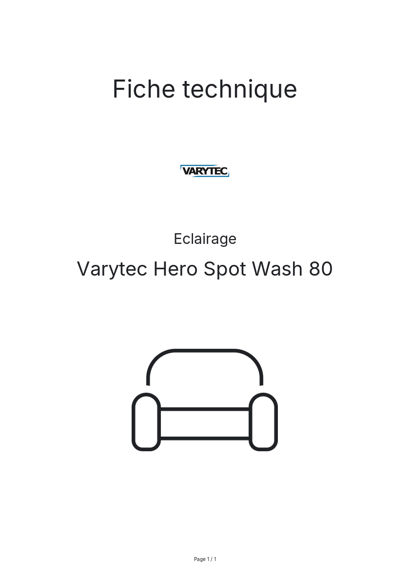 Page n°1 - Fiche technique Varytec Hero Spot Wash 80