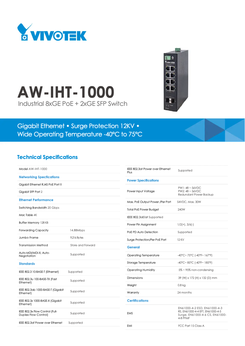 Image de la première page du manuel de l'appareil AW-IHT-1000