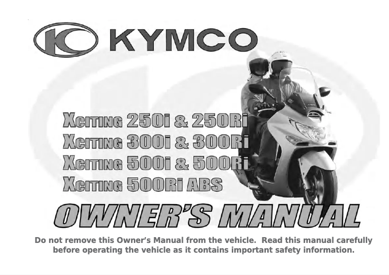 Page 1 de la notice Manuel utilisateur Kymco xciting 500i