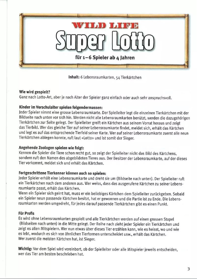 Page n°1 - Manuel utilisateur Carlit Wild Life Super Lotto