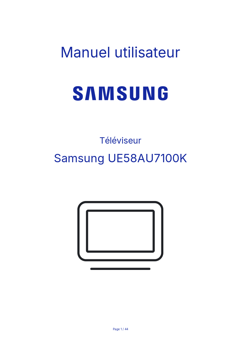 Image de la première page du manuel de l'appareil UE58AU7100K