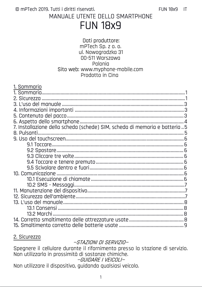 Image de la première page du manuel de l'appareil Fun 18×9