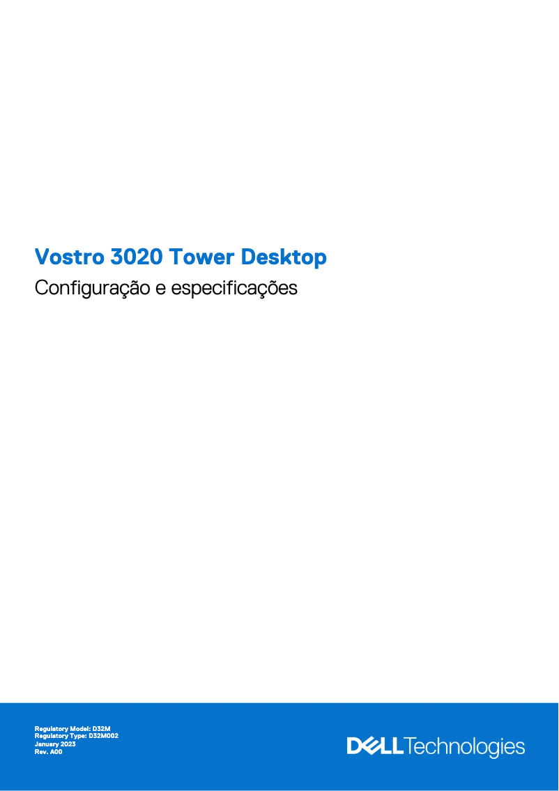Page n°1 - Fiche technique Dell Vostro 3020 Tower Desktop