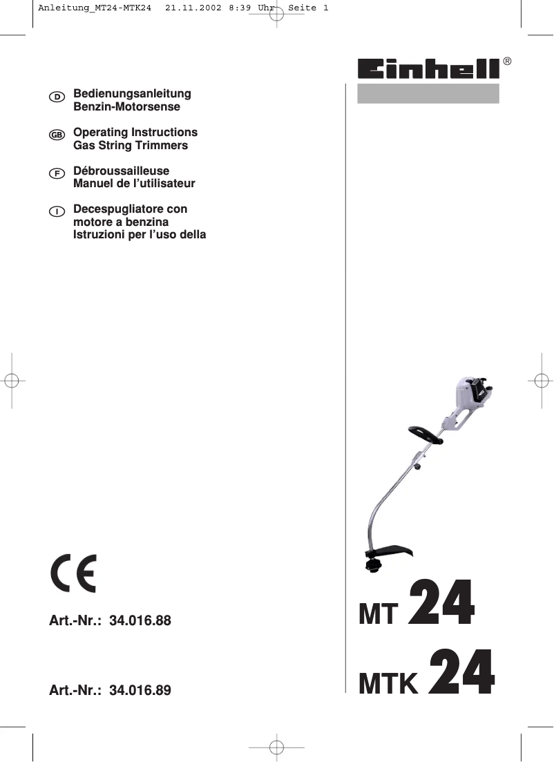 Image de la première page du manuel de l'appareil MTK 24