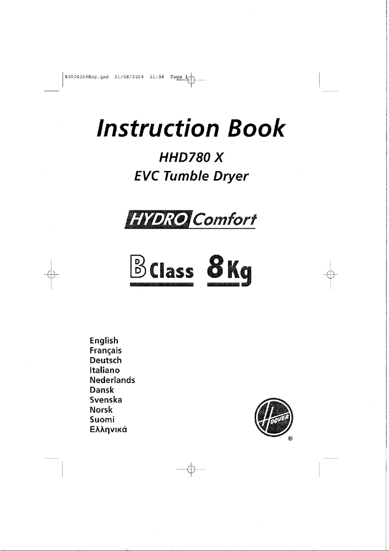 Page n°1 - Manuel utilisateur Hoover HHD 780X