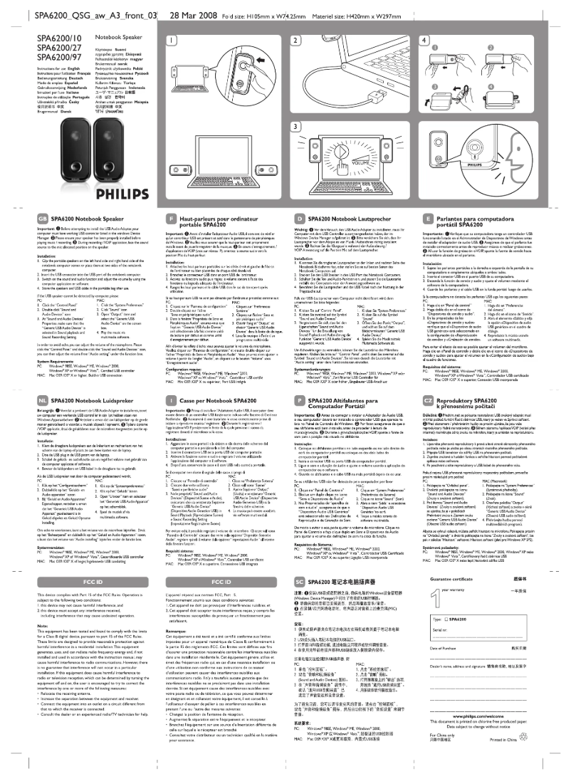 Page n°1 - Mode d'emploi Philips SPA6200