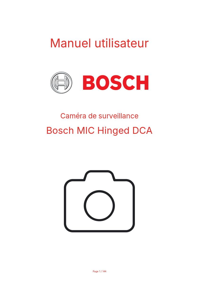 Page 1 de la notice Manuel utilisateur Bosch MIC Hinged DCA