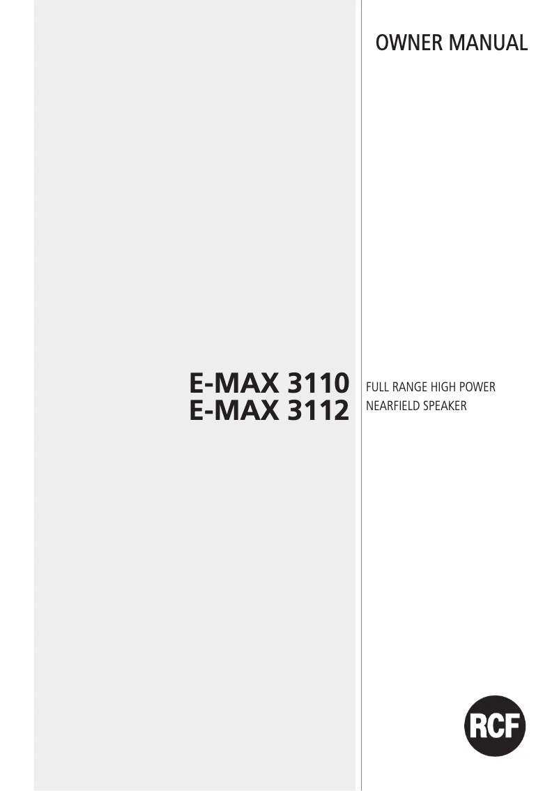 Page 1 de la notice Manuel utilisateur RCF E-MAX 3112 MKII
