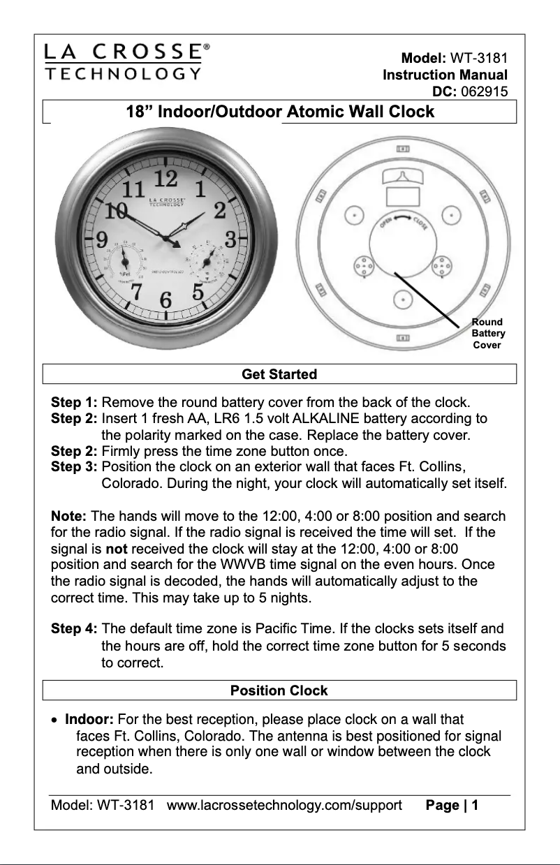 Page 1 de la notice Manuel utilisateur La Crosse Technology WT-3181PL