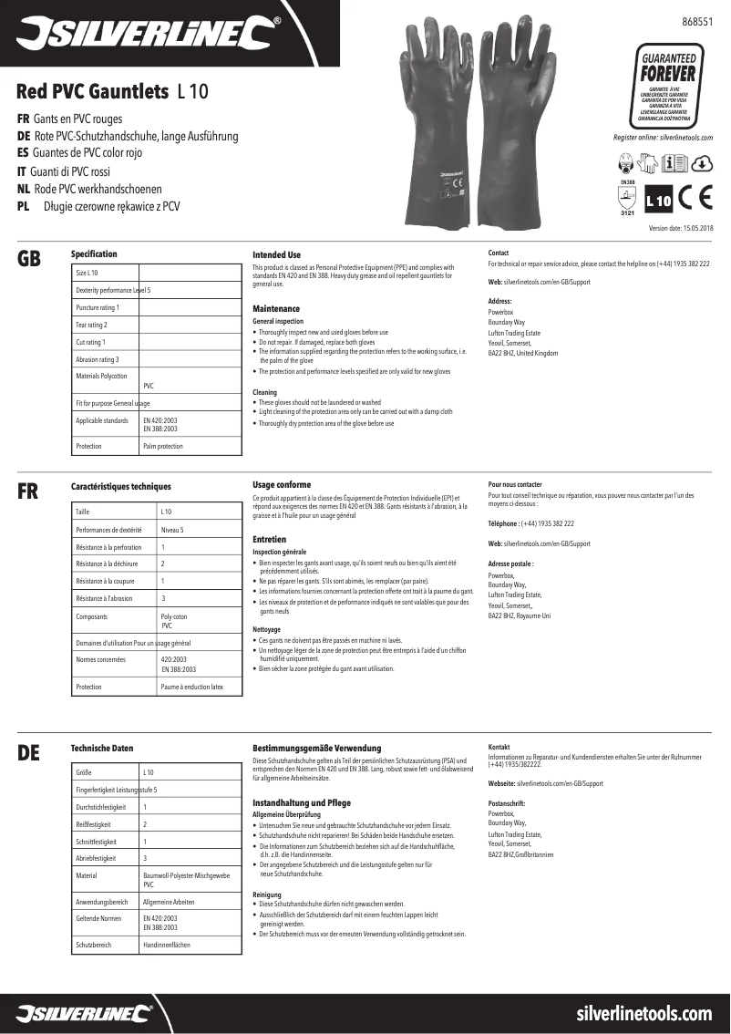 Page n°1 - Manuel utilisateur Silverline 868551