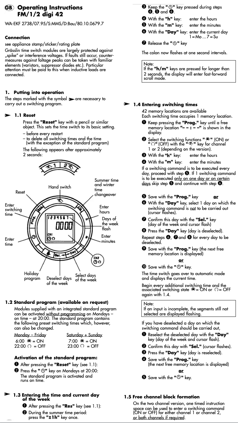 Page 1 de la notice Manuel utilisateur Grässlin FM 2 digi 42