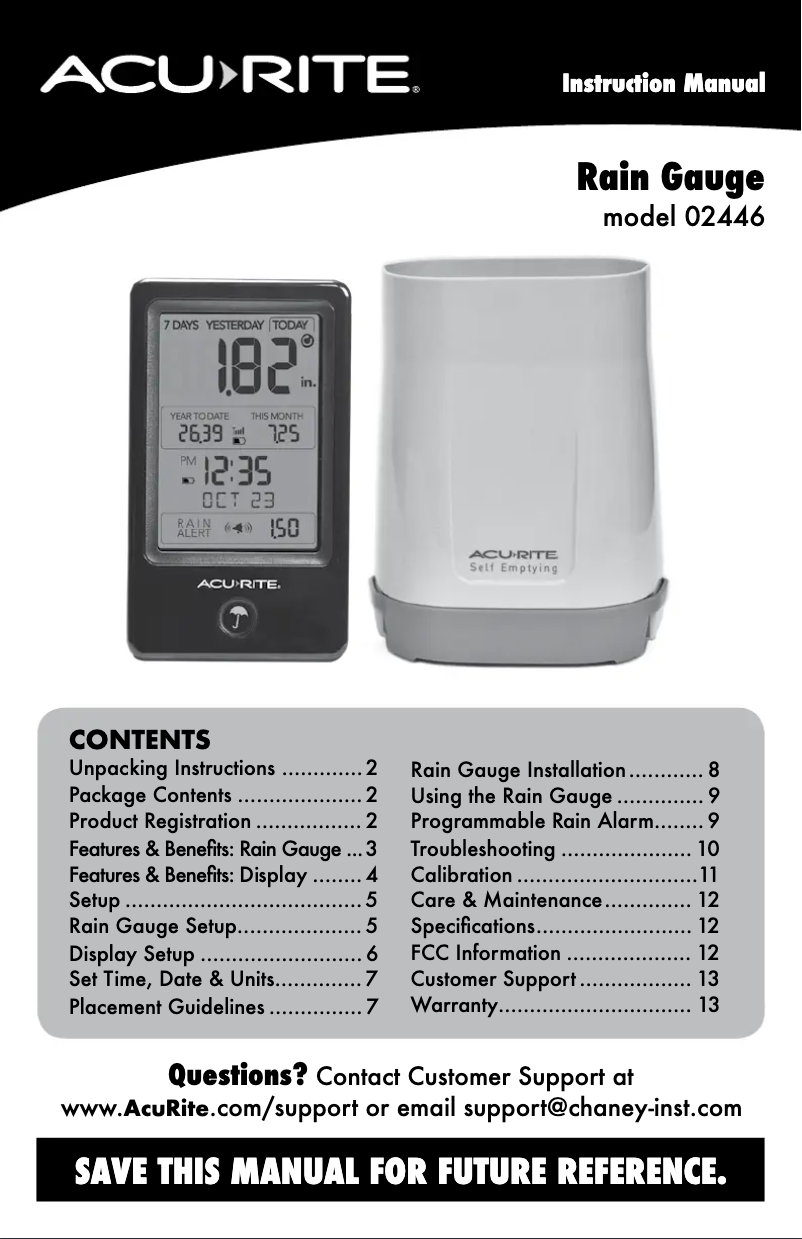 Page 1 de la notice Manuel utilisateur AcuRite 02446