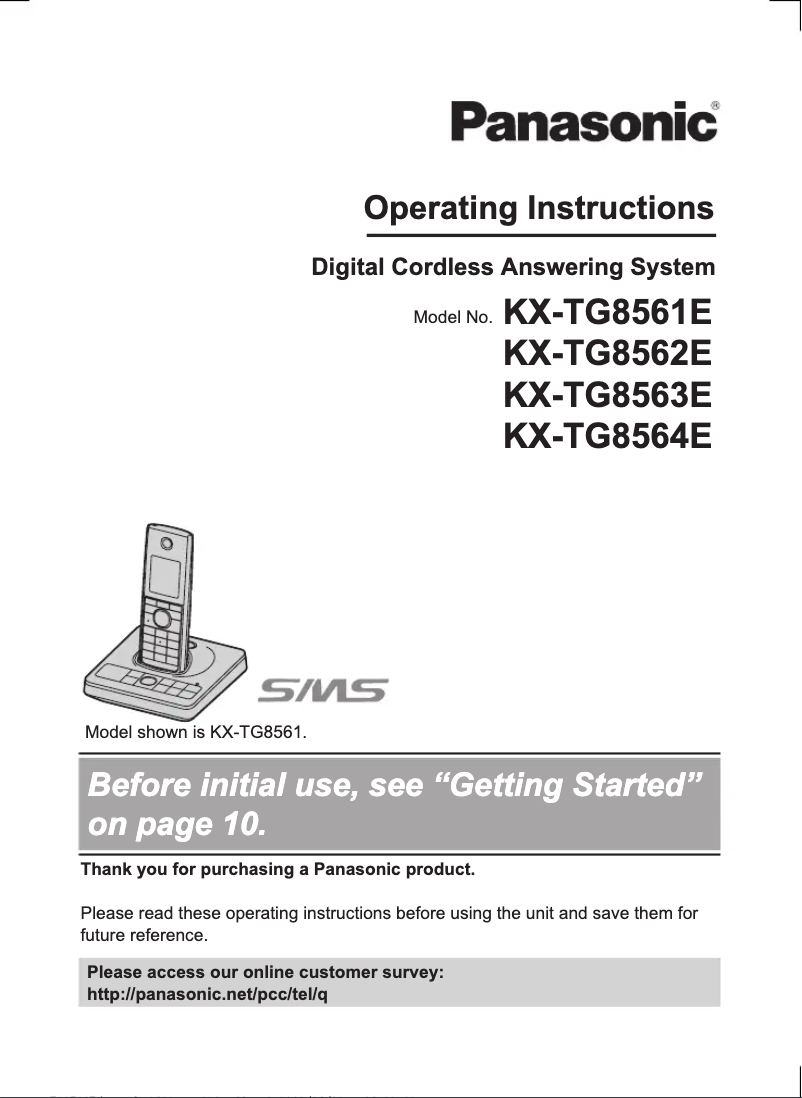 Page 1 de la notice Manuel utilisateur Panasonic KX-TG8563E