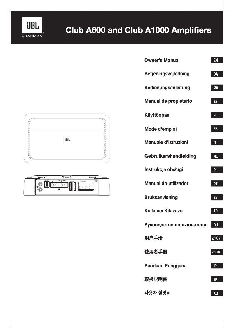 Page 1 de la notice Manuel utilisateur JBL Club A1000