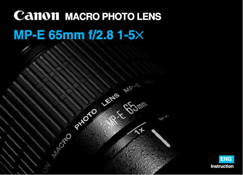 Imagen de la primera página del manual del dispositivo MP-E 65mm f/2.8 1-5x Macro Photo