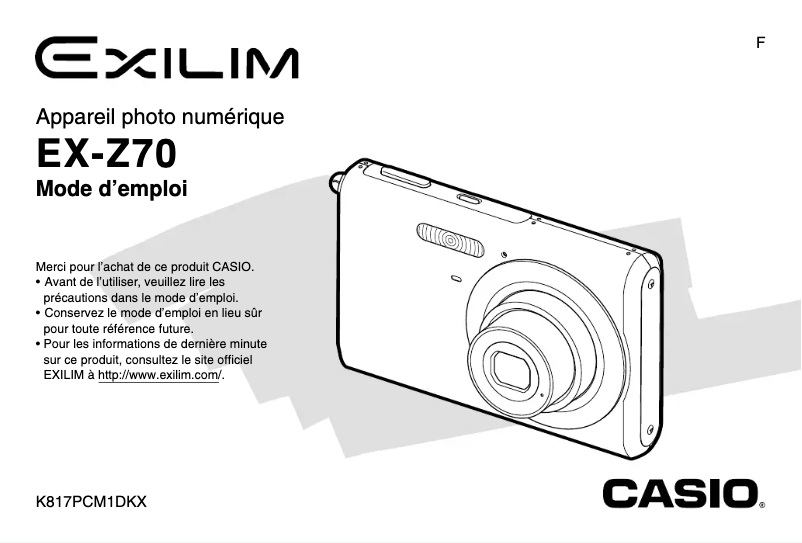 Page n°1 - Manuel utilisateur Casio Exilim EX-Z70