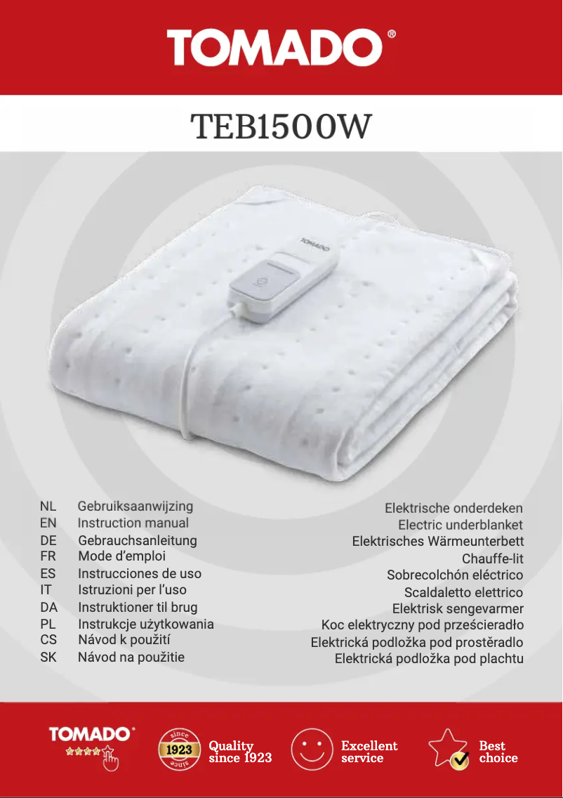 Page 1 de la notice Manuel utilisateur Tomado TEB1500W