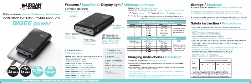 Image de la première page du manuel de l'appareil Bigee Power
