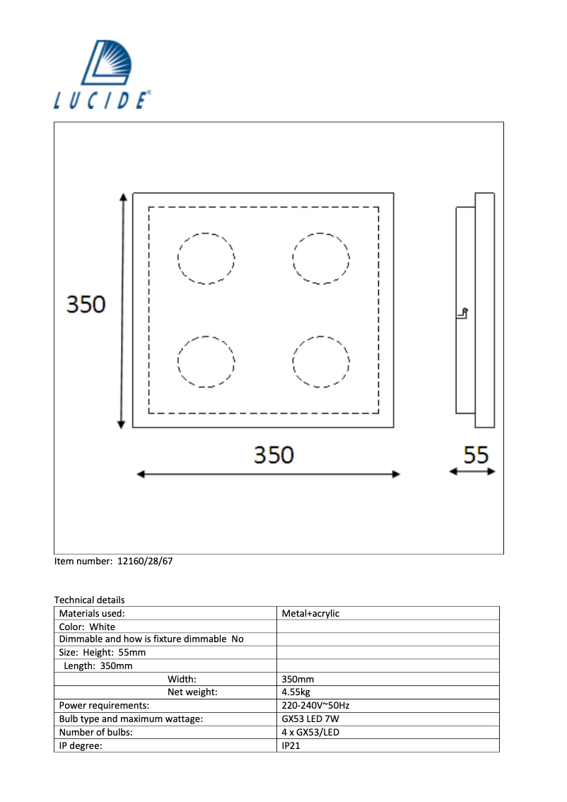 Page 1 de la notice Manuel utilisateur Lucide Winx-LED