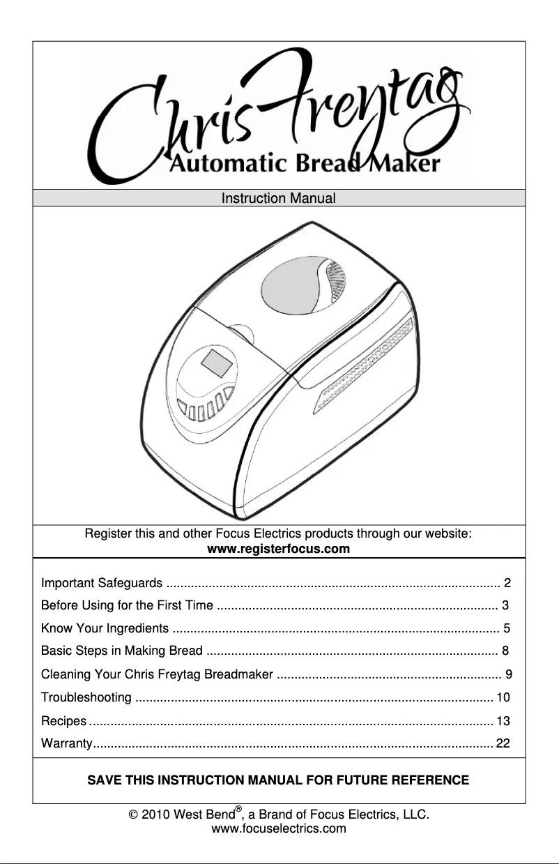 Page n°1 - Manuel utilisateur WestBend 41400CF