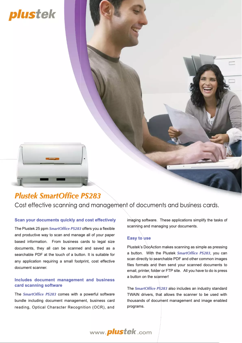 Page n°1 - Brochure Plustek SmartOffice PS283