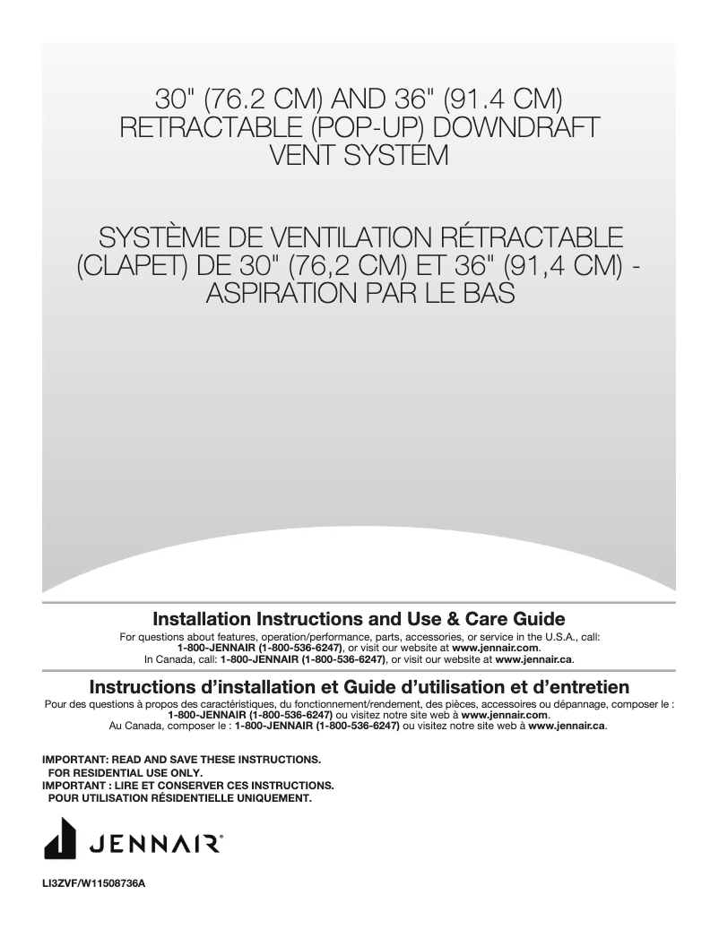 Page n°1 - Manuel utilisateur JennAir JXD7030YS