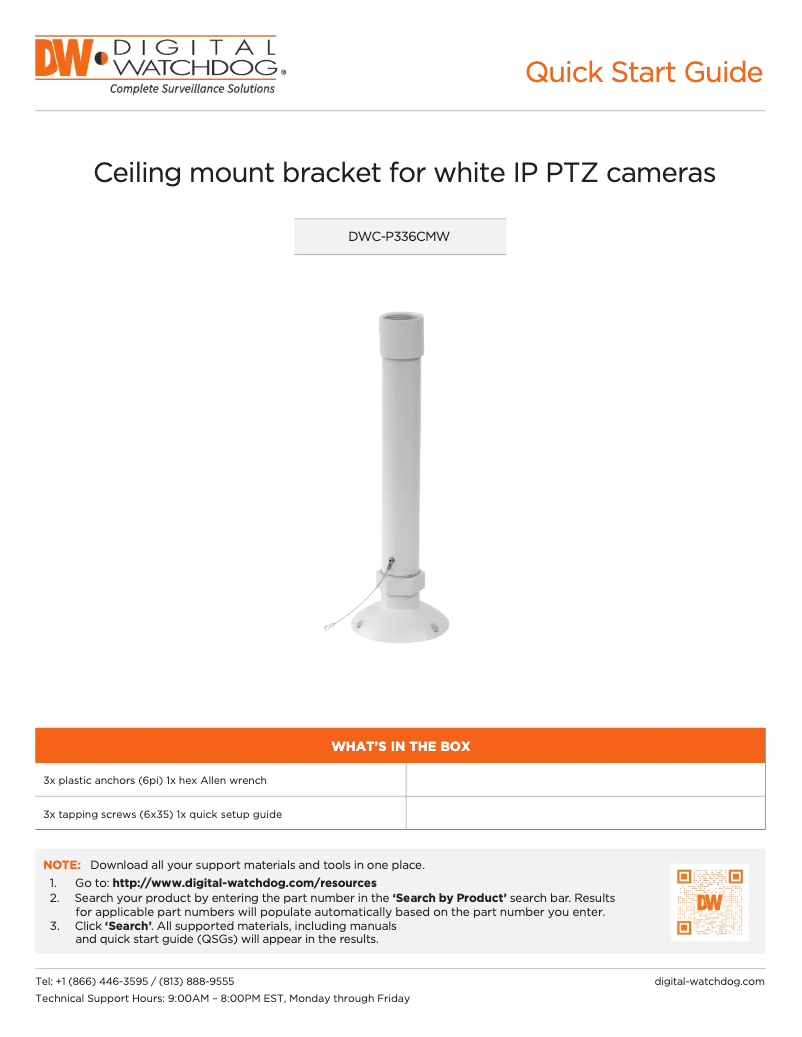 Page n°1 - Manuel utilisateur Digital Watchdog DWC-P336CMW