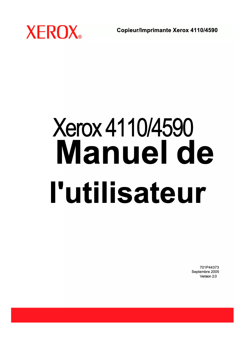 Page n°1 - Manuel utilisateur Xerox 4590