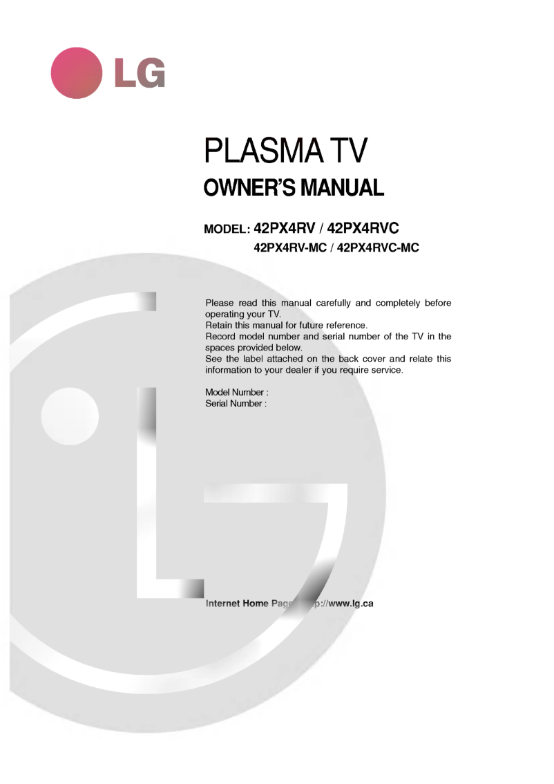 Image de la première page du manuel de l'appareil 42PX4RVC