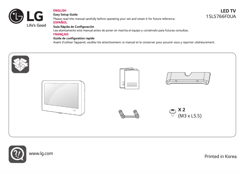 Page 1 de la notice Manuel utilisateur LG 15LS766F0UA