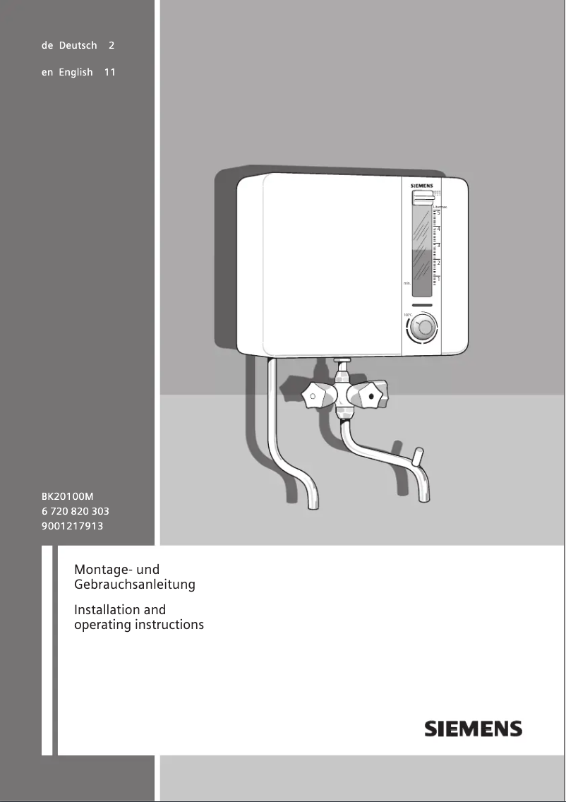 Page 1 de la notice Manuel utilisateur Siemens BK20100M