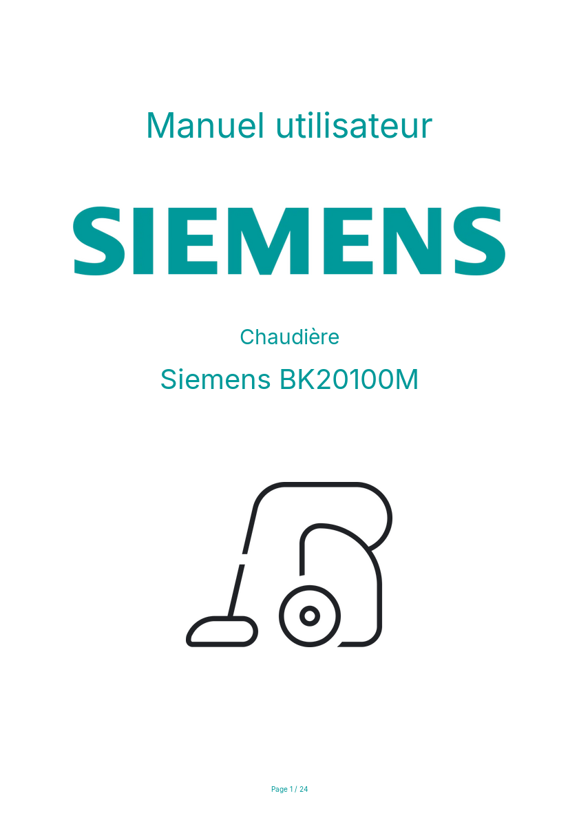 Page n°1 - Manuel utilisateur Siemens BK20100M