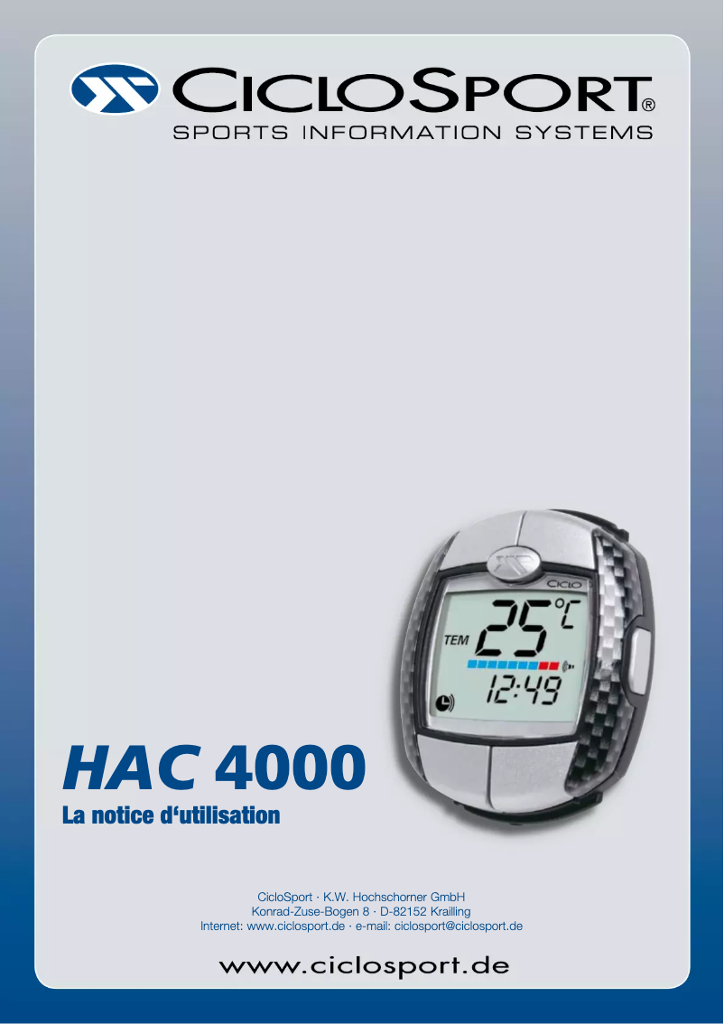 Page n°1 - Manuel utilisateur Ciclo HAC 4000