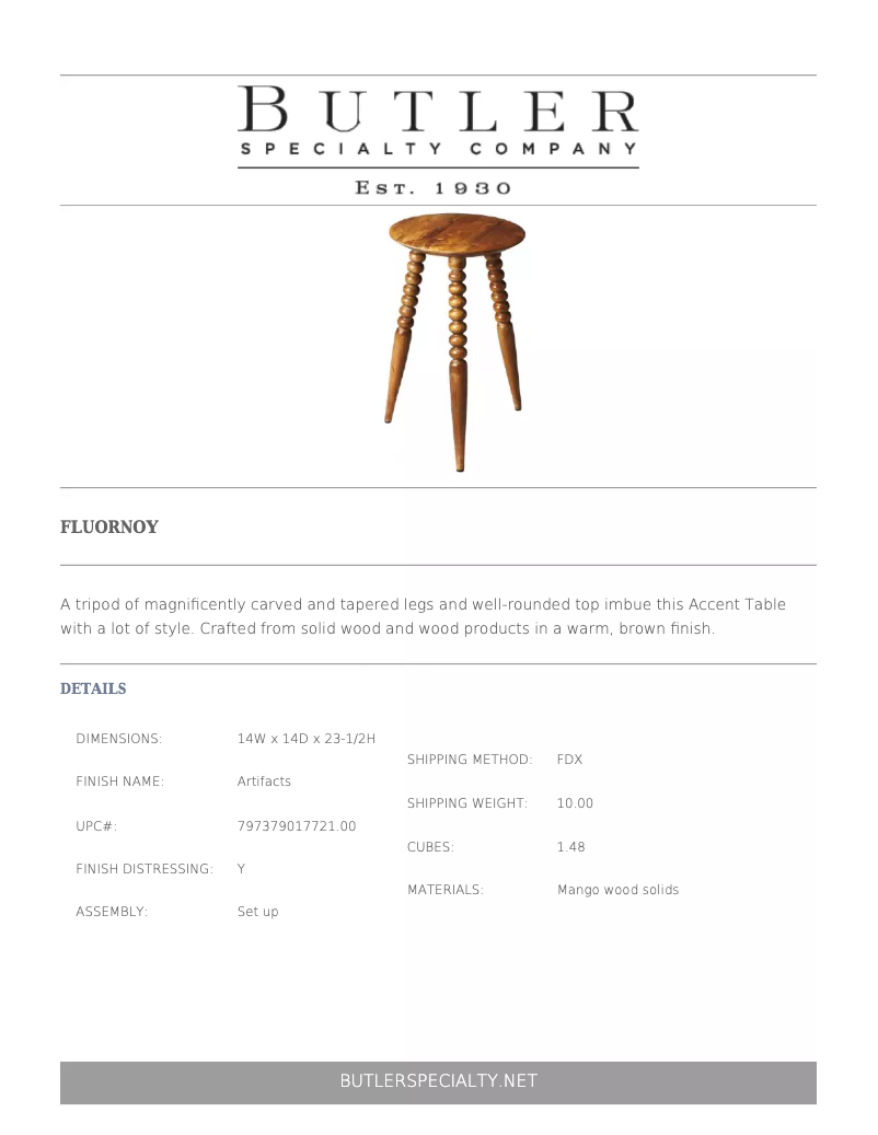 Page 1 de la notice Manuel utilisateur Butler Fluornoy