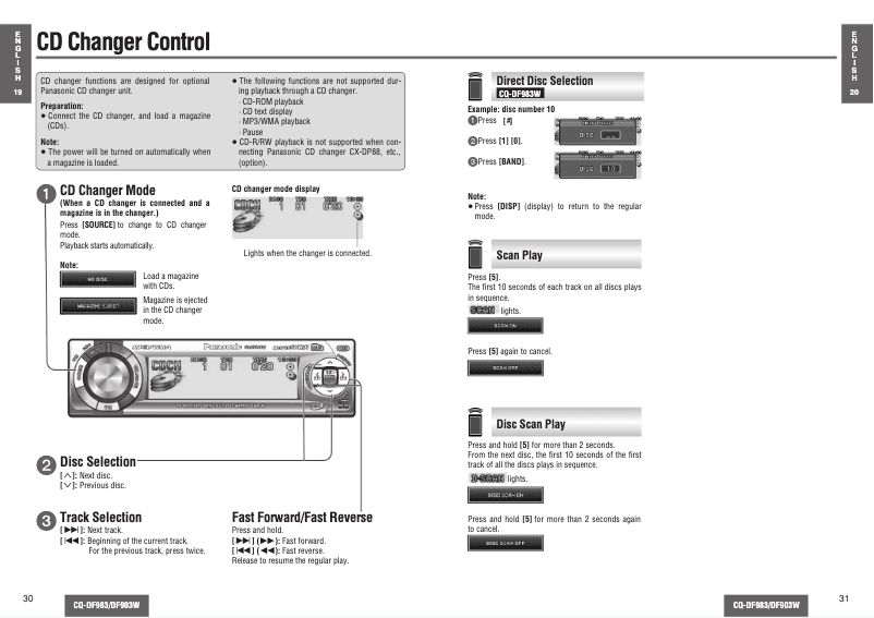 Page 1 de la notice Manuel utilisateur Panasonic CQ-DF903W