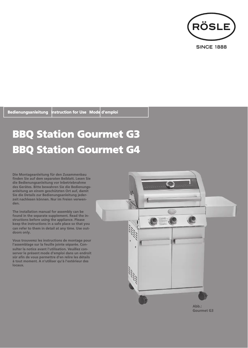 Page 1 de la notice Manuel utilisateur Roesle Gourmet G3